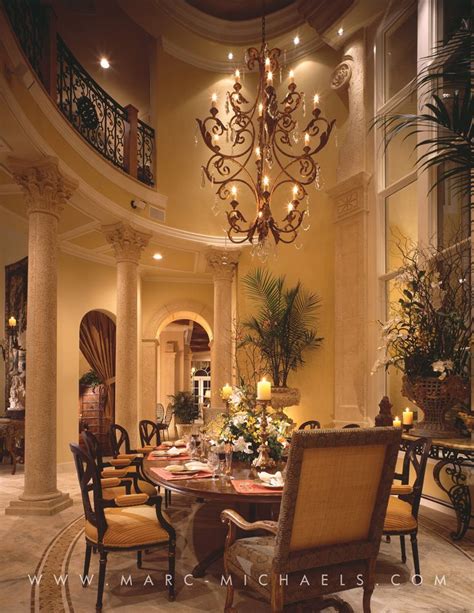 While lower ceilings can create a sense of calm and put your desired ceiling height measurements in the construction contract you and your contractor sign. Classic Mediterranean dining room, chandelier, high ...