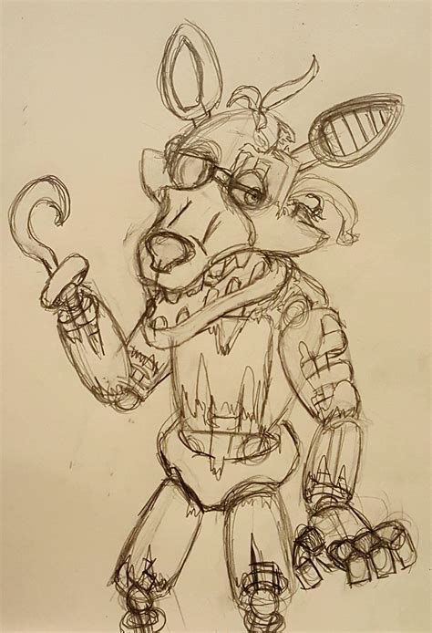 Withered Foxy Pencil Sketch Rfivenightsatfreddys