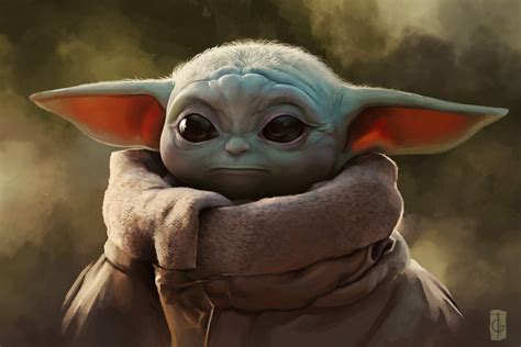 Pointy Ears Dark Eyes Star Wars Artwork The Mandalorian Baby Yoda Science Fiction