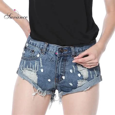 Suvance Dots Turned Cuff Holes Denim Cotton Summer Jeans Shorts In Shorts From Womens Clothing