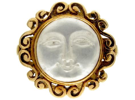 Man In Moon Moonstone Ring 950b The Antique Jewellery Company