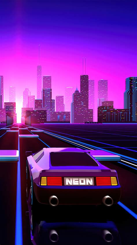Car Outrun Out Run Synthwave Retrowave Vaporwave Scenery Digital