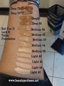 Swatches In Many Shades Kat Von D Lock It Foundation Makeup