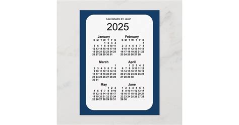 2025 Police Box Blue 6 Month Mini Calendar By Janz Postcard Zazzle