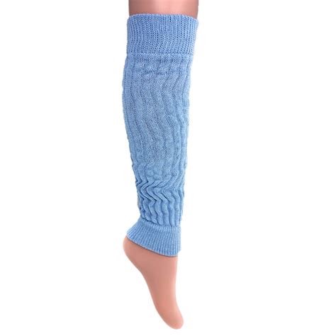 Awsamerican Made Cotton Leg Warmers For Women Light Blue 1 Pair Knitted Retro