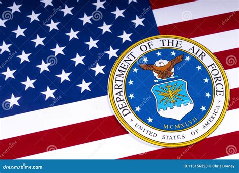 Department Of The Air Force And The Us Flag Editorial Stock Photo