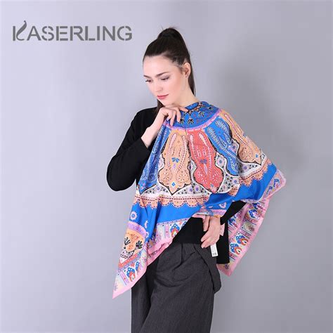 Ornamental rose silk chiffon wrap. Kaserling 100% Pure Silk 2018 Fashion Women Scarf Printed ...