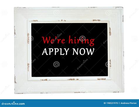 We`re Hiring Apply Now Words On Chalkboard Stock Photo Image Of