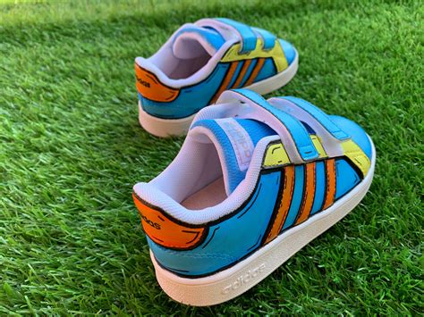 Kids Adidas Cartoon Style Custom Hand Painted Shoes Etsy