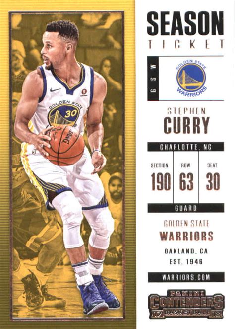 Contenders 2017 18 Panini Contenders Season Ticket 11 Stephen Curry Golden State Warriors