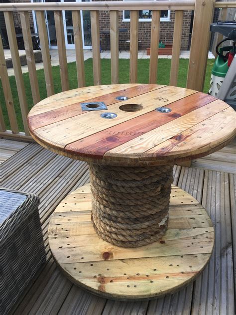 Bespoke Upcycled Cable Drum Table And Recycled Marine Rope Cable Drum