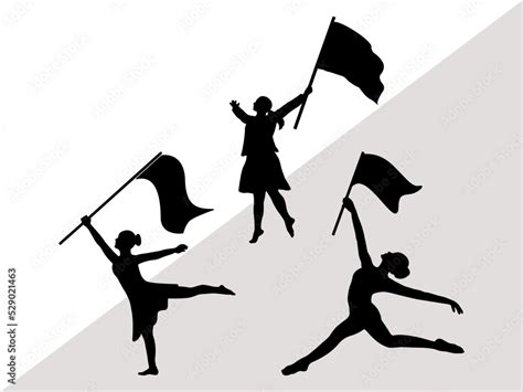 Color Guard Flags Svg Color Guard Svg Marching Band Silhouette Male