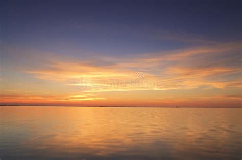 Beautiful Red Sunset Over The Ocean Stock Image Image Of Horizon