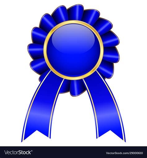 Blue Award Badge With Ribbon Royalty Free Vector Image