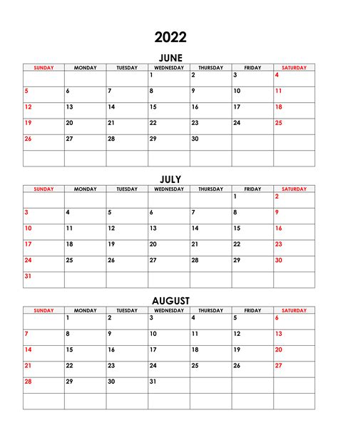 Calendar For June July August 2022 Free Calendarsu