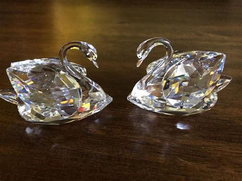 Swarovski Swans Set Of 2 Silver Crystal Swan Wedding Cake Etsy