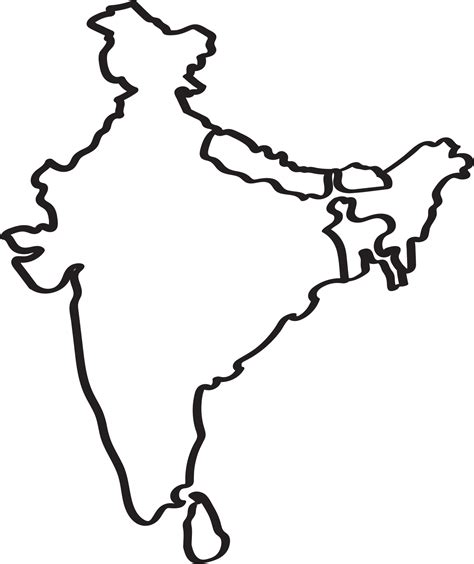 Doodle Freehand Outline Sketch Of India Map PNG