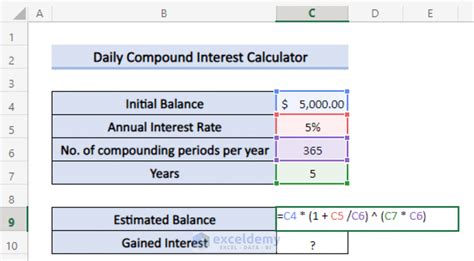 A Daily Compound Interest Calculator In Excel Template Attached