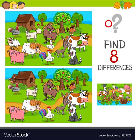 Spot The Difference Farm Animals