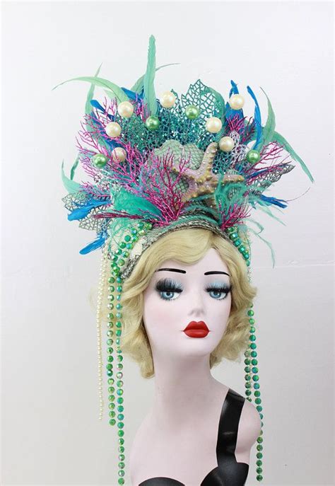 Mermaid Headpiece Feather Showgirl Headdress Las Vegas
