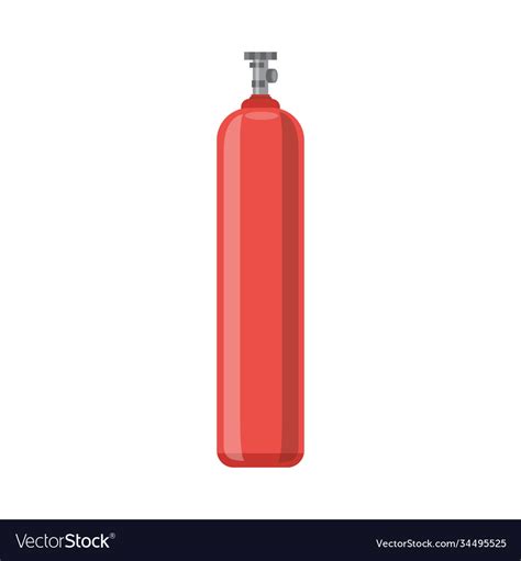 Red Long Gas Cylinder Or Industrial Vessel Flat Vector Image