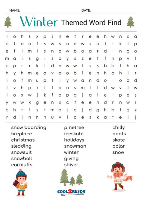 Printable Winter Word Search Cool2bkids