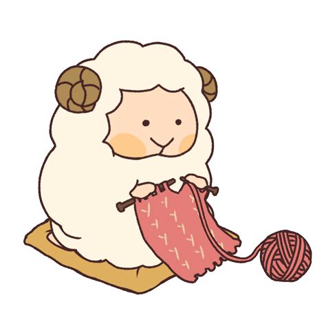 Animated Illustration Of A Sheep Knitting With Wool Yarn Ugokawa