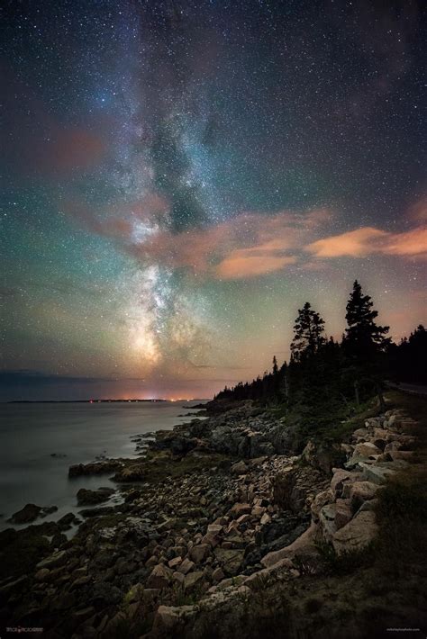 Western Point In Acadia National Park Maine Usa Night Skies Clouds