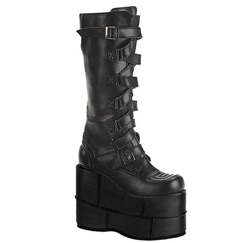 Demonia Stack 308 Mens Goth Cyber Punk Knee Boots