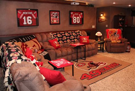 Hubbys 49er Mancave I Did For Him Classy Man Cave Man Cave Garage