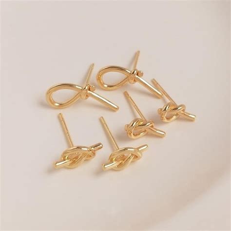 4pcs 14k Gold Plated Knot Stud Earrings Small Knot Earring Etsy