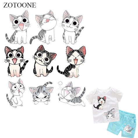 Zotoone 9 Style Cute Cat Patch For Body Iron On Transfers Diy T Shirt A