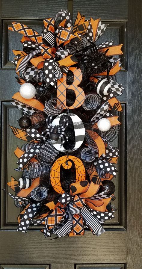 Halloween Wreath Halloween Swag Halloween Wreaths For Front | Etsy ...