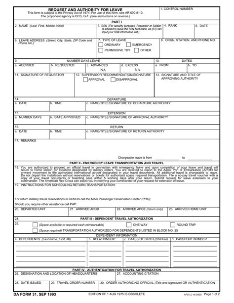 Da Form 31 Fillable Microsoft Word Printable Forms Free Online