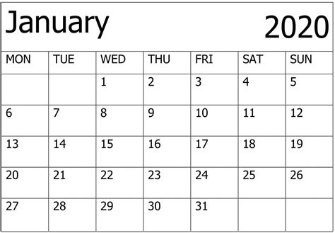 Printable January Calendar For 2020 Beautiful Online Schedule Planner