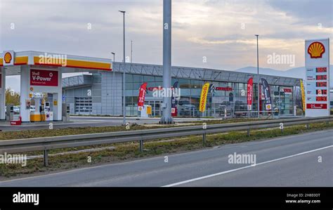 Cacak Serbia November 07 2021 Modern Shell Petrol Station At