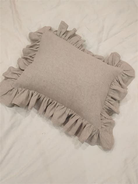 Luxury Linen Shabby Chic Pillows Case Ruffled Linen Euro Sham Linen