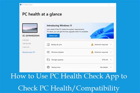 how to use pc health check app to check pc health compatibility minitool