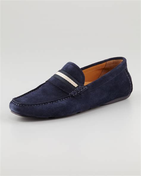 Lyst Bally Wabler Suede Driver Navy In Blue For Men