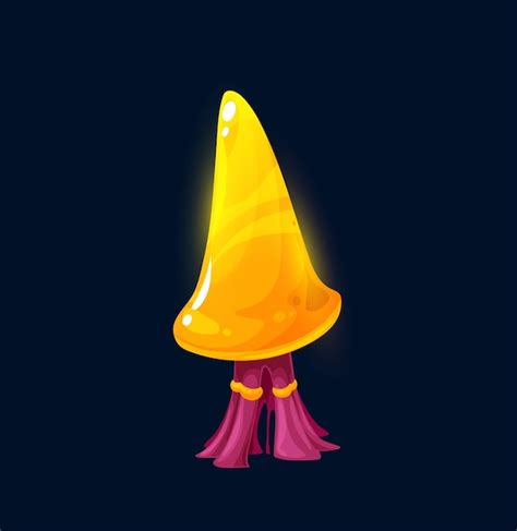 Fungo de cogumelo amarelo luminoso mágico de fantasia Vetor Premium