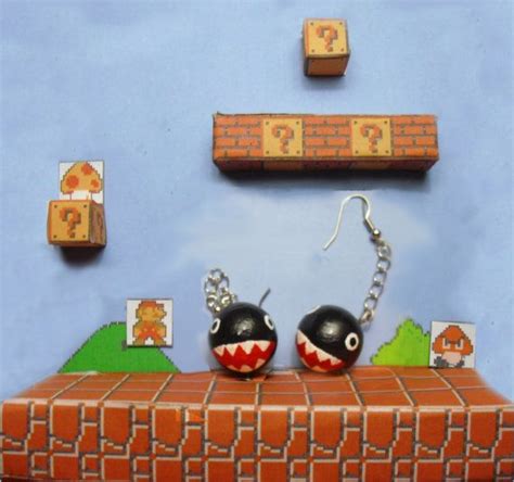 Mario Earrings Chain Chomp Earrings Etsy