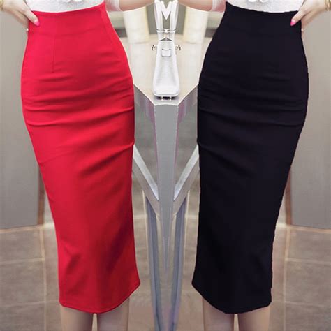 High Waist Long Pencil Skirt Office Ladies Maxi Formal Skirt Elegant Women Elasticity Skirts