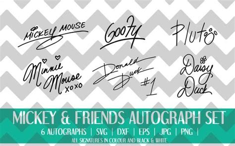 Mickey And Friends Signaturesautograph Svg Png  Etsy Disney