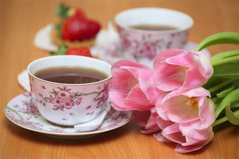 Tulips And Tea Stock Image Image Of Beauty Pink Nature 28878389