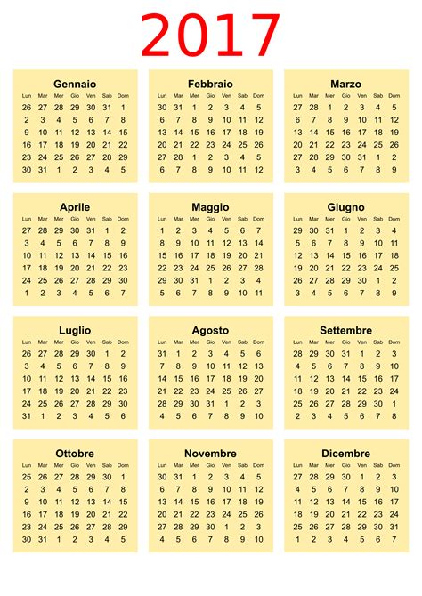 Clipart Calendario 2017