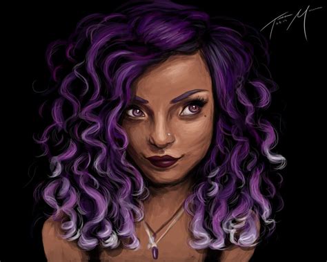 Purple Art Print Hair Art Purple Hair Black Is Beautiful Black Art