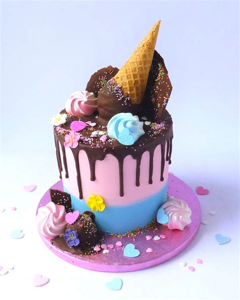 Tier Ice Cream Cone Drip Cake Karen S Cakes My Xxx Hot Girl