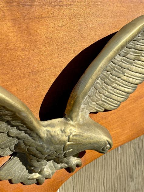 vintage solid brass large american eagle wall plaque wood etsy