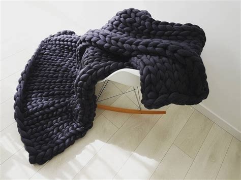 Chunky Knit Blanket With Fringe Super Merino Wool Super Etsy