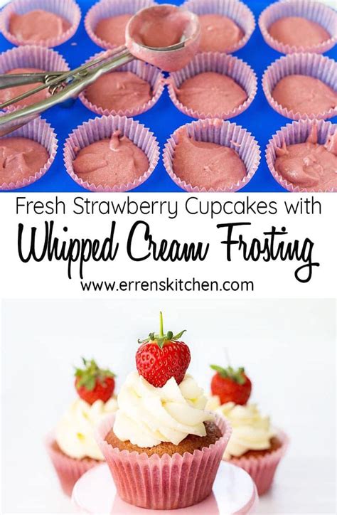 Chocolate chip cupcakes with strawberry whipped cream frosting recipe. Fresh Strawberry Cupcakes with Whipped Cream Frosting ...